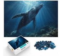 1000 Piece Jigsaw Puzzle for Adults, Humpback Whale in Ocean Depths | For adults who enjoy puzzles over the holidays, this adult jigsaw puzzle with 1000 pieces fits long December evenings.