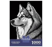 1000 Piece Jigsaw Puzzle for Adults Husky Drawn Dog Jigsaw Toy Wall Decor Difficult Hard Unique Gifts for Birthday And Christmas 38x26cm/1000pcs