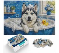 1000 Piece Jigsaw Puzzle for Adults, Husky with Toilet Paper Hat | For cold evenings at home: 1000-piece jigsaw puzzle for adults offers 1000 pieces for the Christmas break.