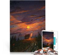 1000 Piece Jigsaw Puzzle for Adults hut in the rain Made of wood，for 14+ Family game for and Artists' Collection, Fine Arts。size：50x75cm/14.96x20.47inch