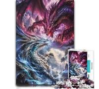 1000 Piece Jigsaw Puzzle for Adults, Ice Dragon Fire Dragon Battle | For quiet Christmas days: Adult jigsaw puzzle with 1000 pieces gives adults a calm winter activity.