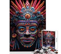 1000 Piece Jigsaw Puzzle for Adults Indigenous Huchiol Mask Brain Teaser Game Presents for Women Toy Wall Decor Birthday Present, Gifts, (38x26cm)