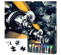 1000 Piece Jigsaw Puzzle for Adults Industrial Gear Wheels Close Up View Mechanical Components Art Dynamic Machinery Puzzle Detailed Metal Cogwheels Design for Contemporary Wall Decor 27.5x19.7 Inch
