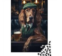 1000-Piece Jigsaw Puzzle for Adults, Irish Setter at The Pub, 52x38cm/1000pcs, Thoughtful Gift Idea, Winter Home Activity And Quiet Weekends