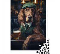 1000-Piece Jigsaw Puzzle for Adults, Irish Setter at The Pub, 70x50cm/1000pcs, Thoughtful Gift Idea, Screen-Free Leisure And Evening Downtime