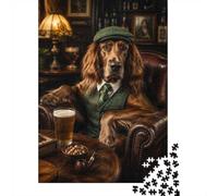 1000 Piece Jigsaw Puzzle for Adults, Irish Setter Tweed Suit Pub