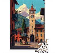 1000 Piece Jigsaw Puzzle for Adults, Italian Town Square Tower