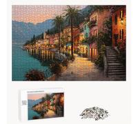 1000 Piece Jigsaw Puzzle for Adults, Italy & Small Town Premium Wooden Puzzles with Poster, Classic Cut, Interlocking Pieces for Home Decor & Mindfulness 30 x 20 in - Aged 14+ Only (Not a Toy) P3#328