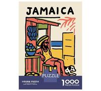 1000 Piece Jigsaw Puzzle for Adults Jamaica Illustration with Man And Dog Jigsaw Toy Wall Decor Difficult Hard Unique Gifts for Birthday And Christmas 38x26cm/1000pcs