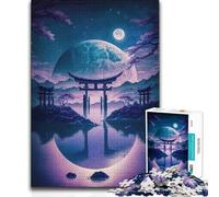 1000 Piece Jigsaw Puzzle for Adults Japanese Landscape Torii Gates Moon Toys Educational Games Birthday Present Educational Toy (50x75cm)