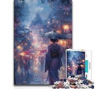 1000 Piece Jigsaw Puzzle for Adults Japanese Night Street Toys Educational Games Staycation Kill Time Great Gift (38x26cm)