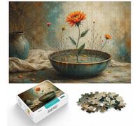 1000 Piece Jigsaw Puzzle for Adults, Japanese wabi sabi flowers in a bowl | For relaxed weekends at home, this adult jigsaw puzzle with 1000 pieces suits patient puzzle fans.