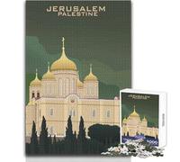 1000 Piece Jigsaw Puzzle for Adults Jerusalem Palestine Poster Educational Family Game Presents for Women Secret Santa Gifts Size 38x52cm