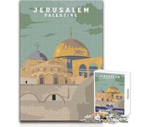 1000 Piece Jigsaw Puzzle for Adults Jerusalem Palestine Poster Educational Family Game Presents for Women Secret Santa Gifts Size 50x75cm