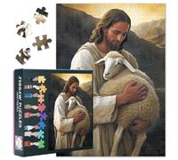 1000 Piece Jigsaw Puzzle for Adults - Jesus Christ Holding Lost Lamb in Pastoral Landscape with Shepherd's Love, Religious Art Puzzle(27.5x19.7 in)