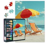 1000 Piece Jigsaw Puzzle for Adults, Jigsaw Puzzles 1000 Pieces for Adults - Tropical Sea Beach with Colorful Chairs & Vacation Scene, Premium Adult Puzzles, Finished Size 27.5x19.7 in