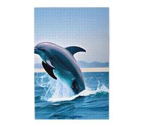 1000 Piece Jigsaw Puzzle for Adults,Jumping up Dolphins, Puzzles with Letters on Back, Challenging Puzzle for Game Night Home Décor, 19.7 x 29.5