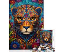 1000 Piece Jigsaw Puzzle for Adults Jungle Jaguar Huichol Art Fun Games Stress Reliever Home Decoration Toys Enhance Love between Couples (38x26cm)