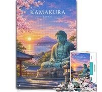 1000 Piece Jigsaw Puzzle for Adults, Kamakura Japan Buddha and Pagodas | For Christmas holidays spent indoors: Adult jigsaw puzzle with 1000 pieces suits quiet moments between celebrations.