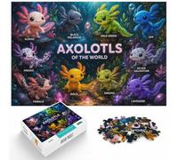 1000 Piece Jigsaw Puzzle for Adults, Kawaii Axolotls Animals | For the Christmas break: Adult jigsaw puzzle with 1000 pieces turns winter downtime into puzzle time.