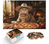 1000 Piece Jigsaw Puzzle for Adults, Kitten Cowboy Loves Pizza | For quiet time before New Year: Adult jigsaw puzzle with 1000 pieces; for quieter moments across Christmas and New Year.
