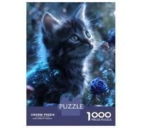 1000 Piece Jigsaw Puzzle for Adults Kitten in A Magical Blue Garden Puzzles for Adults Toy Wall Decor Presents for Women Difficult And Challenge 52x38cm/1000pcs