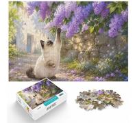 1000 Piece Jigsaw Puzzle for Adults, Kitten Reaching for Lilacs | For winter weekends: Adult jigsaw puzzle with 1000 pieces gives puzzle fans a longer challenge for winter downtime.