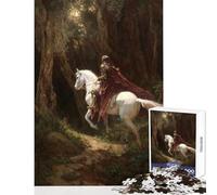 1000 Piece Jigsaw Puzzle for Adults Knight on White Horse in Forest Fun Interactive Family Experience Wonderful Holiday Giftsing Choice (38x26cm)