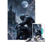 1000 Piece Jigsaw Puzzle for Adults Knight Under A Full Moon Jigsaw 1000 Piece Toy Wall Decor Stress Reliever Birthday Present,Travel Gifts, (38x52cm)