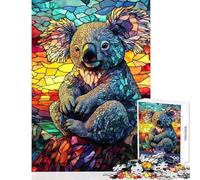 1000 Piece Jigsaw Puzzle for Adults Koala in Stained Glass Educational Games For Family Fun Toy Wall Decor Enhance Love between Couples (38x26cm)