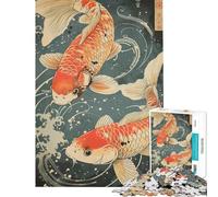 1000 Piece Jigsaw Puzzle for Adults Koi Fish Japan Puzzles for Adults Brain Teaser Game Precision Cutting for Is Ideal As A Gifts (Size 50x75cm)
