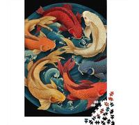 1000 Piece Jigsaw Puzzle for Adults Koi Fish Mandala Art Print Puzzles for Adults Relaxing Games Pattern Assembly for Is Ideal As A Gift 38x26cm/1000pcs