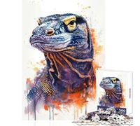 1000 Piece Jigsaw Puzzle for Adults Komodo Dragon Watercolor Home Decoration Toys Funny Gift Hands-on Game Decompressing Intellectual Size 38x26cm