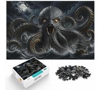 1000 Piece Jigsaw Puzzle for Adults, Kraken Octopus Gold Decor | For cold evenings at home: Adult jigsaw puzzle with 1000 pieces offers a screen-free activity for the Christmas break.