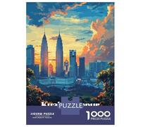 1000 Piece Jigsaw Puzzle for Adults Kuala Lumpur Skyline at Sunset Puzzles for Adults Relaxing Games Pattern Assembly for Is Ideal As A Gift 52x38cm/1000pcs