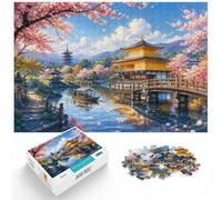 1000 Piece Jigsaw Puzzle for Adults, Kyoto Golden Pavilion Cherry Blossoms