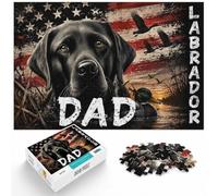1000 Piece Jigsaw Puzzle for Adults, Labrador Dad American Flag | For quiet Christmas days, this adult jigsaw puzzle with 1000 pieces gives adults a calm winter activity.
