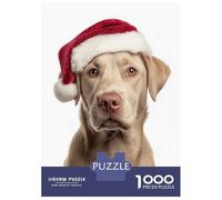 1000 Piece Jigsaw Puzzle for Adults Labrador Retriever Dog with Santa Hat Portrait Teenager Puzzles Toy Wall Decor Presents for Women Unique Gifts for Birthday And Christmas 70x50cm/1000pcs