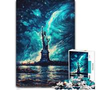 1000 Piece Jigsaw Puzzle for Adults, Lady Liberty Oil painting | A classic paper puzzle on calm nights for shared leisure.