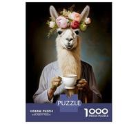 1000 Piece Jigsaw Puzzle for Adults Lady Llama Coffee Adult Jigsaw Puzzle Toy Wall Decor Precision Cutting Unique Gifts for Birthday And Christmas 70x50cm/1000pcs