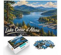 1000 Piece Jigsaw Puzzle for Adults, Lake Coeur d'Alene, USA Landscape | Adult jigsaw puzzle with 1000 pieces; suits calm, screen-free leisure; for adults who enjoy jigsaws and thoughtful gifts.