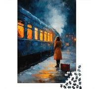 1000 Piece Jigsaw Puzzle for Adults, Last Train - A Pause Before The Goodbye, 52x38cm/1000pcs, Relaxing Winter Hobby, Quiet Evening Leisure And Time at Home