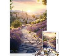 1000 Piece Jigsaw Puzzle for Adults Lavender Fields in A Village 1000 Piece Jigsaws Educational Games Art Work Gifts Family Activities (38x52cm)
