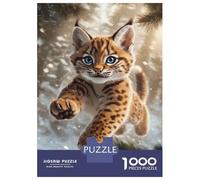 1000 Piece Jigsaw Puzzle for Adults Leaping Lynx Cub Jigsaws for Adults Family Game Analysis And Logic Difficult And Challenge 52x38cm/1000pcs