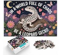 1000 Piece Jigsaw Puzzle for Adults, Leopard Gecko in a Chaotic World | For classic jigsaw enjoyment, this adult jigsaw puzzle with 1000 pieces fits quiet afternoons.