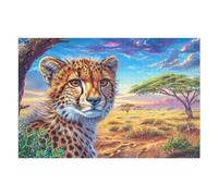 1000 Piece Jigsaw Puzzle for Adults Leopard Grassland Sunset 75x50cm Graduation Gift for Students Great for Brain Training Relaxation After Long Time Study Gift