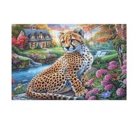 1000 Piece Jigsaw Puzzle for Adults Leopard Jungle Flower 75x50cm Intermediate Level Puzzle Great for Skill Improvement Logical Reasoning Training Brain Exercise
