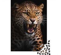 1000-Piece Jigsaw Puzzle for Adults, Leopard Roaring with Bared Teeth, 38x26cm/1000pcs, Relaxing Winter Hobby, Quiet Evening Leisure And Time at Home