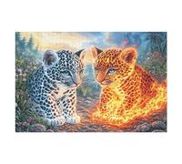 1000 Piece Jigsaw Puzzle for Adults Leopard Tiger Fire Jungle 1000 PCS 75x50cm Eco-Friendly Safe Puzzle Non-Toxic Material Perfect for Family Use All Ages Friendly Gift