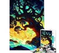 1000 Piece Jigsaw Puzzle for Adults Life Mystic Tree River Zen Jigsaw Puzzle Hands-on Game Pattern Assembly Parent-child Interaction (Size 38x52cm)